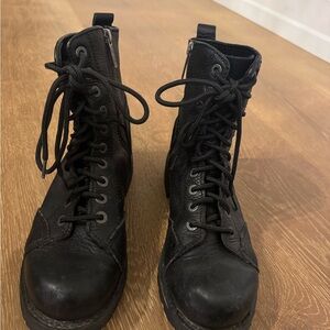 Black Lace-Up Leather Harley Davidson Boots